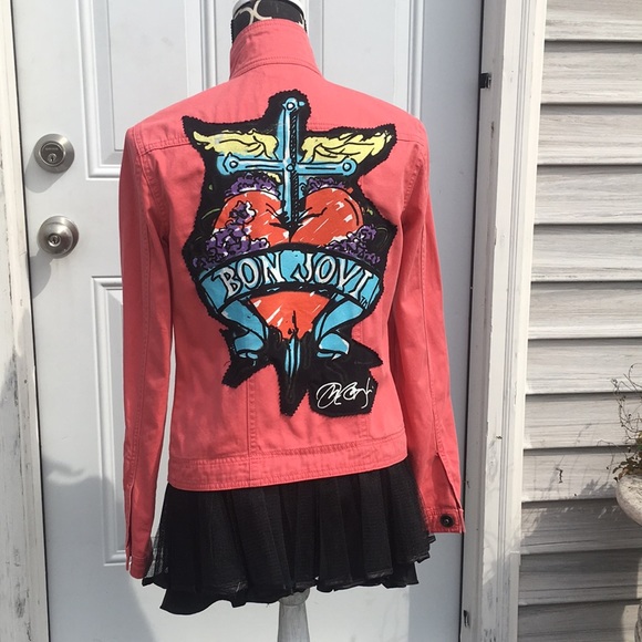 Maurices Jackets & Blazers - Upcycle Bon Jovi Jean jacket, rock star grunge